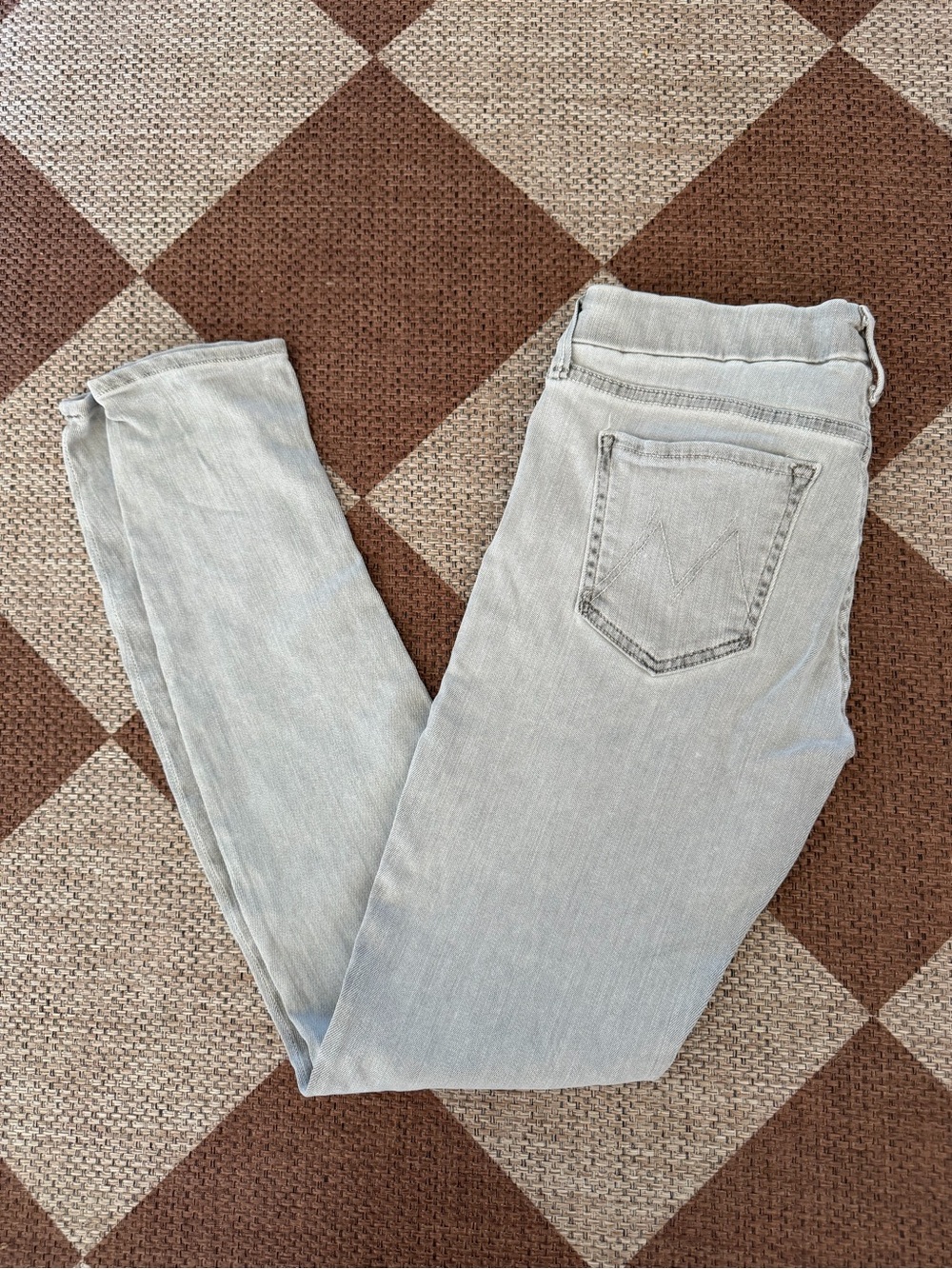 Light Gray Women's Mother the Looked Pop Skinny Jeans - Comfortable Stretch Deni